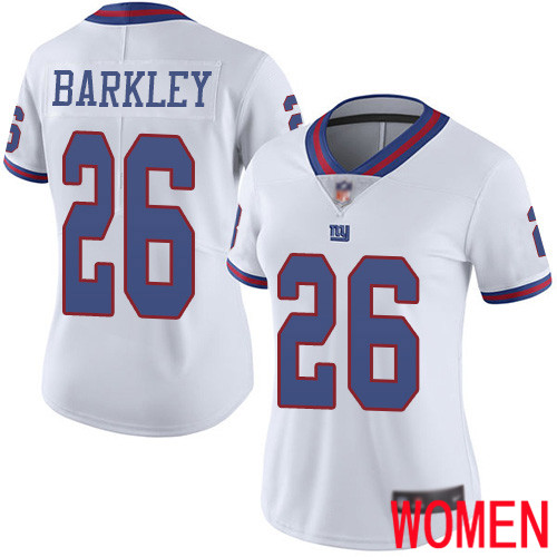 Women New York Giants 26 Saquon Barkley Limited White Rush Vapor Untouchable Football NFL Jersey